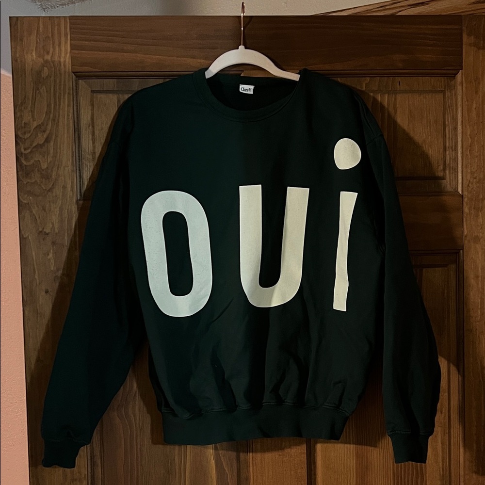 Claire V Hunter Green Oui Sweatshirt size S relaxed fit